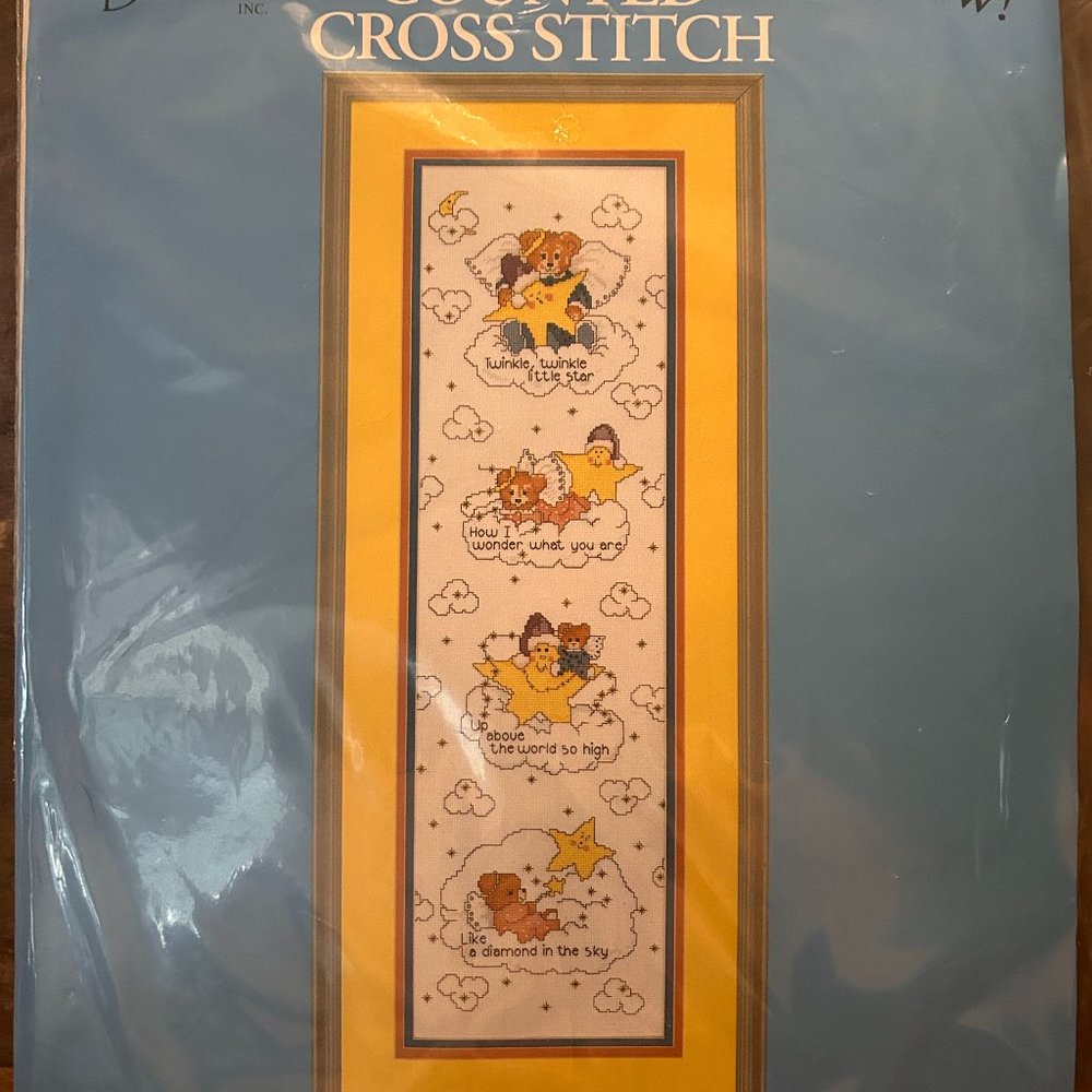 Candamar Designs Cross Stitch Kit TWINKLE TWINKLE Baby Nursery Stars Bears NEW